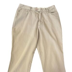 Club Monaco Pans Tan Size 10 Khaki Beige 100% Cotton Ankle 28" Flat Front EUC